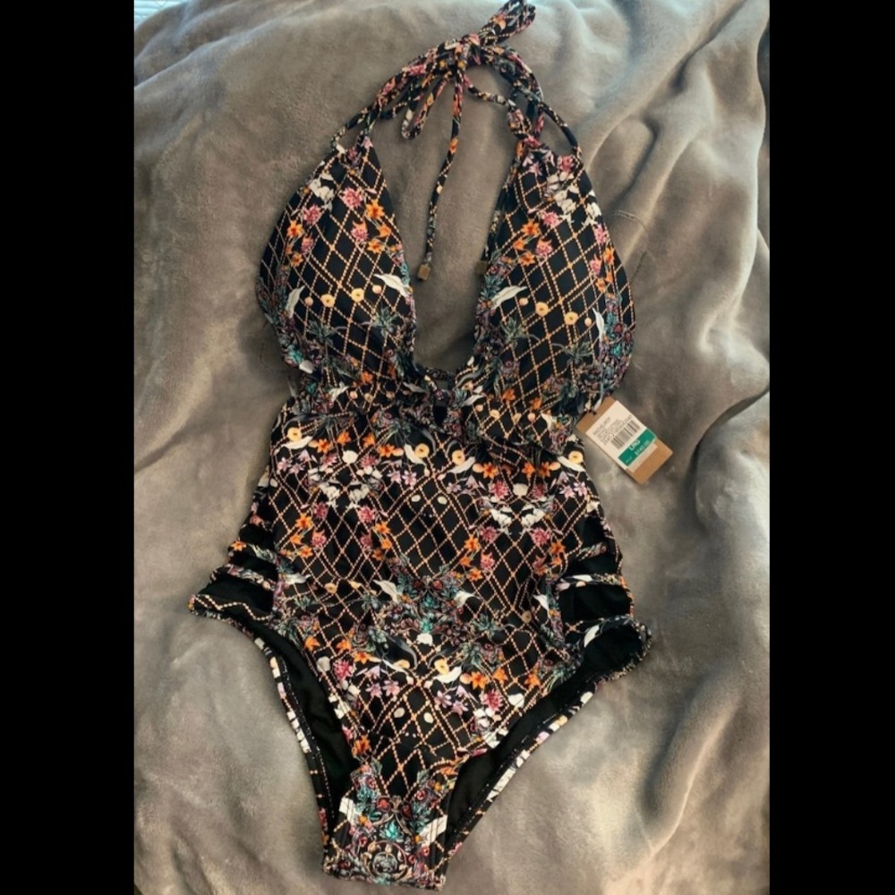 SOLD. NWT One Piece Halter Swimsuit in Baroque